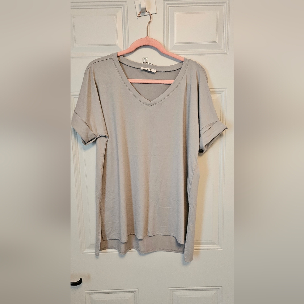 Zenana Tan Cream Relaxed Short Sleeve Tee